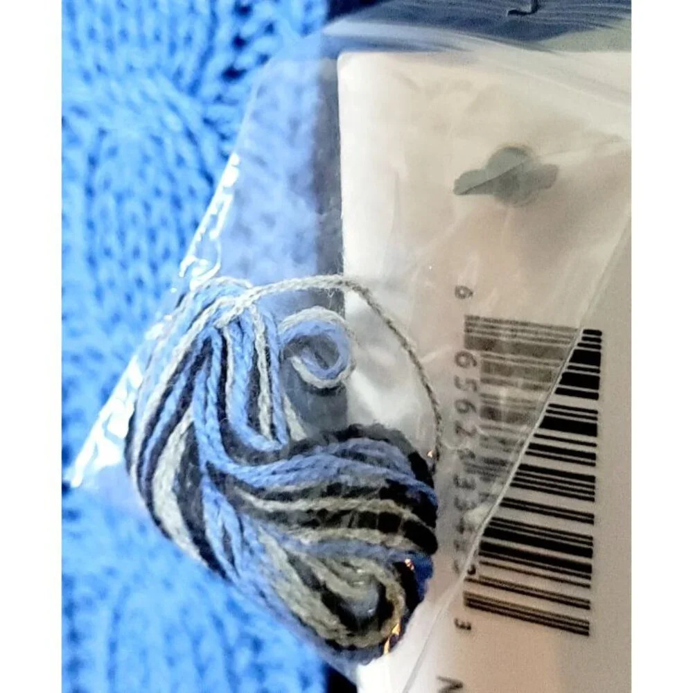 Tribal Sweater PM Patchwork Pattern Blue Gray Str… - image 9